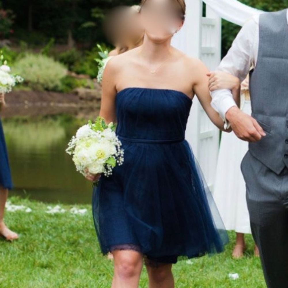 David's Bridal Vera Wang navy bridesmaid dress
